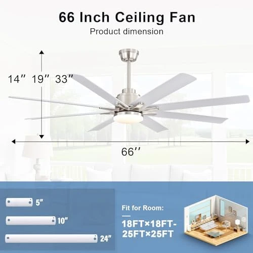 66 Inch Smart Ceiling Fan with Light — Smart Fan, Sofucor