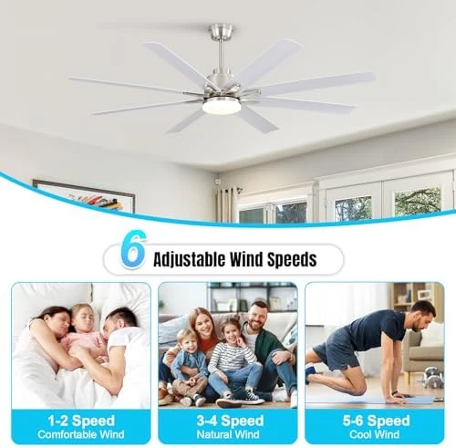 66 Inch Smart Ceiling Fan with Light — Smart Fan, Sofucor