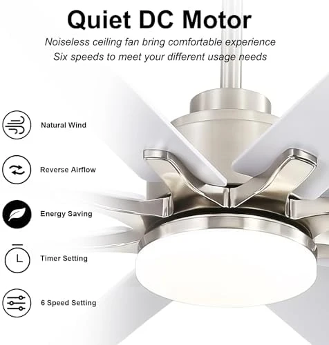 66 Inch Smart Ceiling Fan with Light — Smart Fan, Sofucor