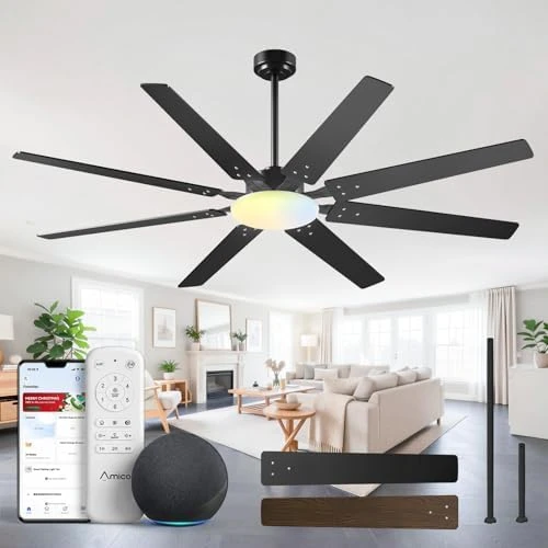 72 Inch Smart Ceiling Fan with Lights — Smart Fan, Amico