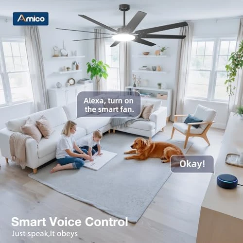 72 Inch Smart Ceiling Fan with Lights — Smart Fan, Amico