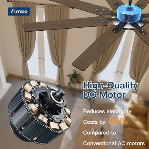 72 Inch Smart Ceiling Fan with Lights — Smart Fan, Amico