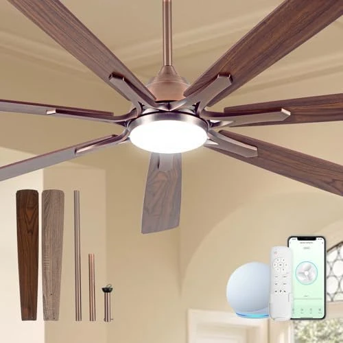 84" Large Smart Ceiling Fan with Lights Remote Control via WiFi Alexa — Smart Fan, Minislak