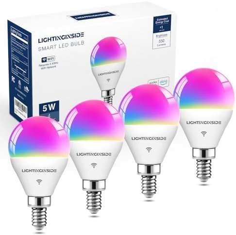 E12 Smart Light Bulbs 50W Equiv., G16.5 RGBCW Candelabra Chandelier Ceiling Fan Smart Bulb — Smart Light Bulb, Lightinginside