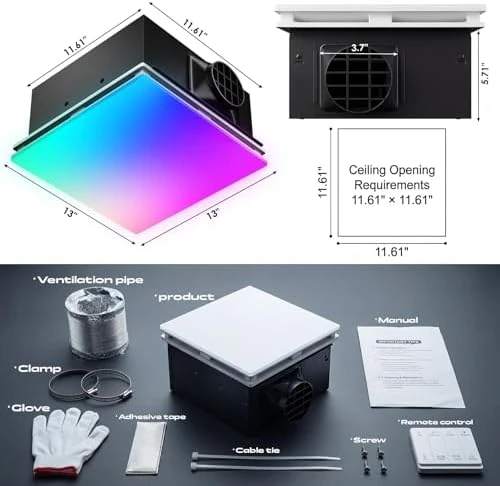 Smart Bathroom Exhaust Fan with Light, Bluetooth Speaker & Humidity Sensor — Smart Fan, BSEED
