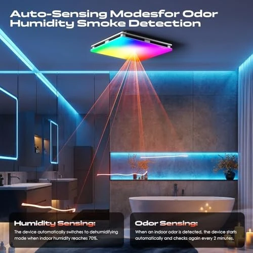 Smart Bathroom Exhaust Fan with Light, Bluetooth Speaker & Humidity Sensor — Smart Fan, BSEED