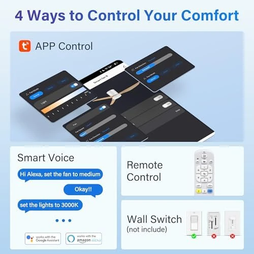 Smart Ceiling Fan with Lights and Remote — Smart Fan, GentleBreeze
