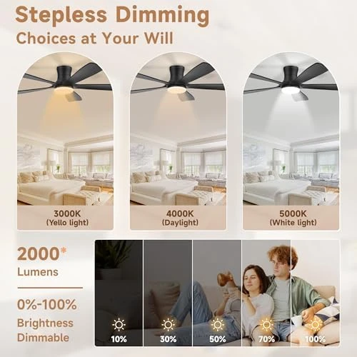 Smart Flush Mount Ceiling Fan with Lights and Remote — Smart Fan, GentleBreeze Store