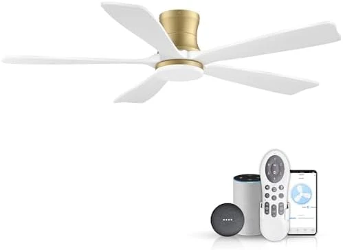 Smart Flush Mount Ceiling Fan with Lights and Remote — Smart Fan, GentleBreeze Store