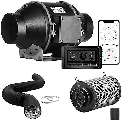 Smart Inline Duct Fan with Humidity Temperature Control — Smart Fan, iPower