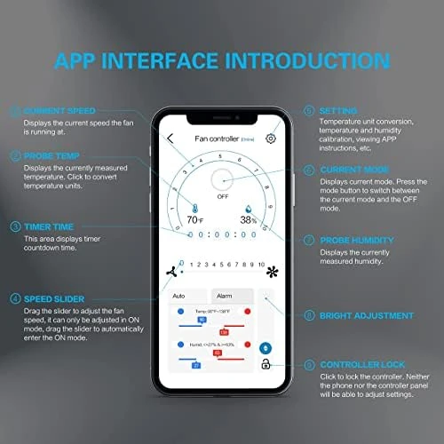 Smart Inline Duct Fan with Humidity Temperature Control — Smart Fan, iPower