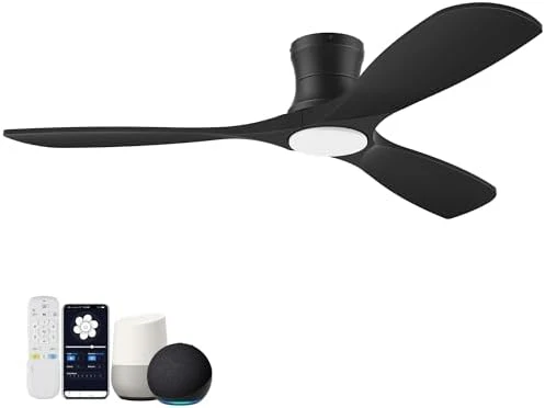Smart Wood Flush Mount Ceiling Fan with Lights — Smart Fan, Hoenofly