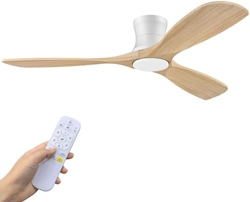 Smart Wood Flush Mount Ceiling Fan with Lights — Smart Fan, Hoenofly
