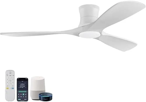 Smart Wood Flush Mount Ceiling Fan with Lights — Smart Fan, Hoenofly
