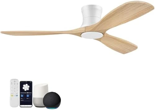 Smart Wood Flush Mount Ceiling Fan with Lights — Smart Fan, Hoenofly