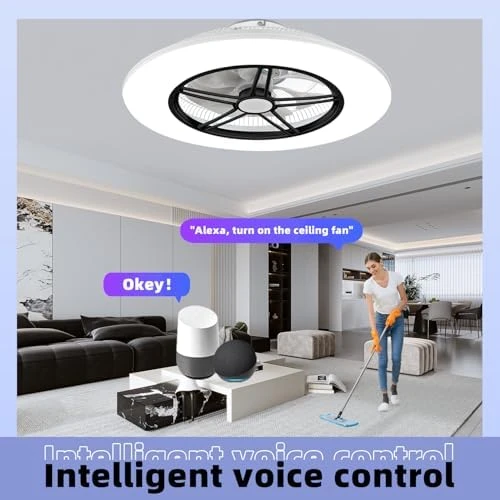 WiFi Low Profile Ceiling Fan with Light — Smart Fan, BAYSQUIRREL