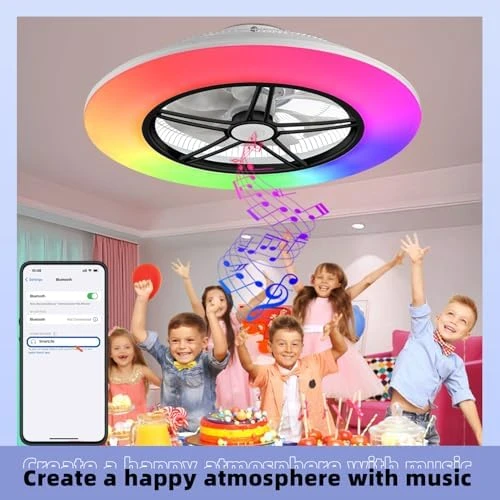 WiFi Low Profile Ceiling Fan with Light — Smart Fan, BAYSQUIRREL