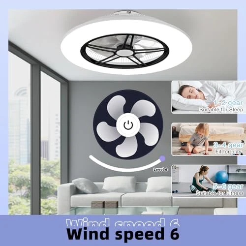 WiFi Low Profile Ceiling Fan with Light — Smart Fan, BAYSQUIRREL