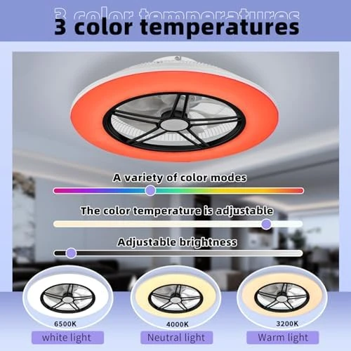 WiFi Low Profile Ceiling Fan with Light — Smart Fan, BAYSQUIRREL