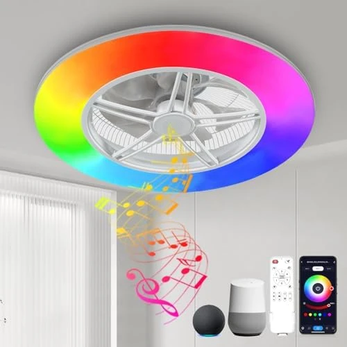 WiFi Low Profile Ceiling Fan with Light — Smart Fan, BAYSQUIRREL