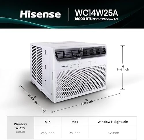 14,000 BTU Smart Window Air Conditioner — Smart Fan, Hisense