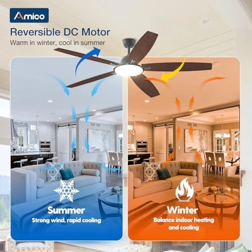 60 inch Smart Ceiling Fan with Lights — Smart Fan, Amico