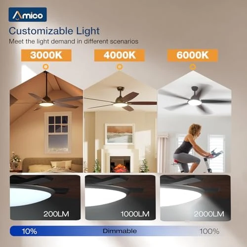 60 inch Smart Ceiling Fan with Lights — Smart Fan, Amico