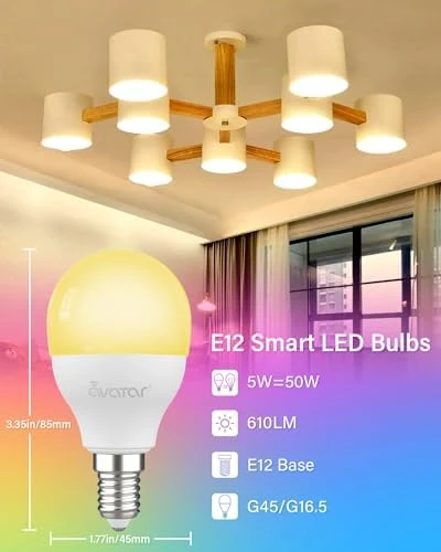 Smart LED Light Bulb, 5W E12 Candelabra Base — Smart Light Bulb, Avatar Controls