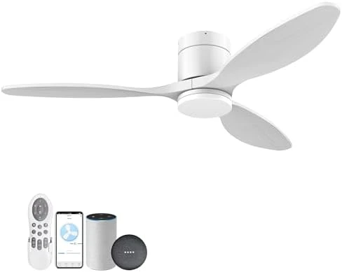 Wood Smart Ceiling Fan with Light and Remote — Smart Fan, cumilo