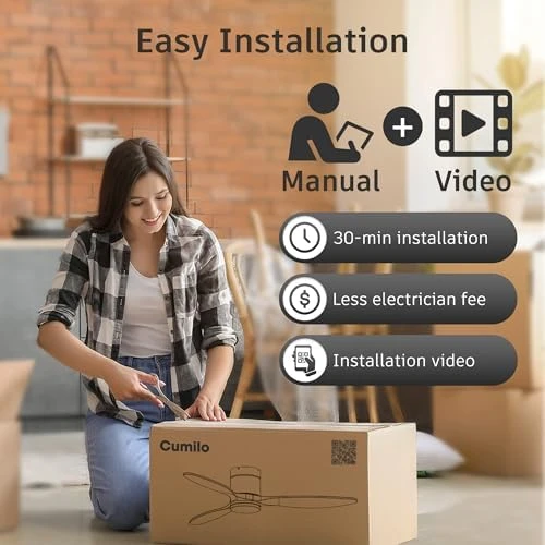 Wood Smart Ceiling Fan with Light and Remote — Smart Fan, cumilo