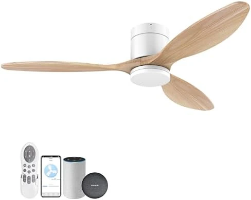 Wood Smart Ceiling Fan with Light and Remote — Smart Fan, cumilo