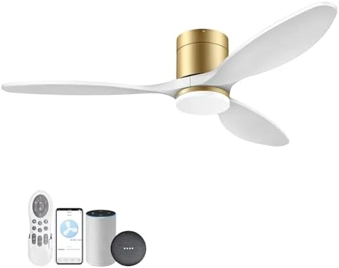Wood Smart Ceiling Fan with Light and Remote — Smart Fan, cumilo