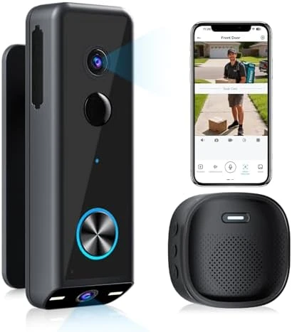 Doorbell Camera Wireless, 2K HD Dual Cameras & Head-to-Toe View, Battery Powered/Wired — Video Doorbell, KAMEP