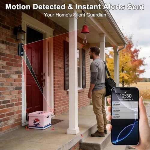 Doorbell Camera Wireless, 2K HD Dual Cameras & Head-to-Toe View, Battery Powered/Wired — Video Doorbell, KAMEP