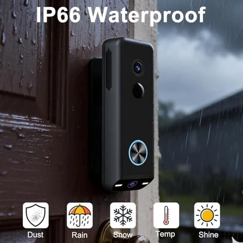 Doorbell Camera Wireless, 2K HD Dual Cameras & Head-to-Toe View, Battery Powered/Wired — Video Doorbell, KAMEP