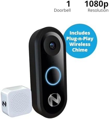 1080p Video Doorbell with Mount and Wireless Chime — Video Doorbell, Night Owl