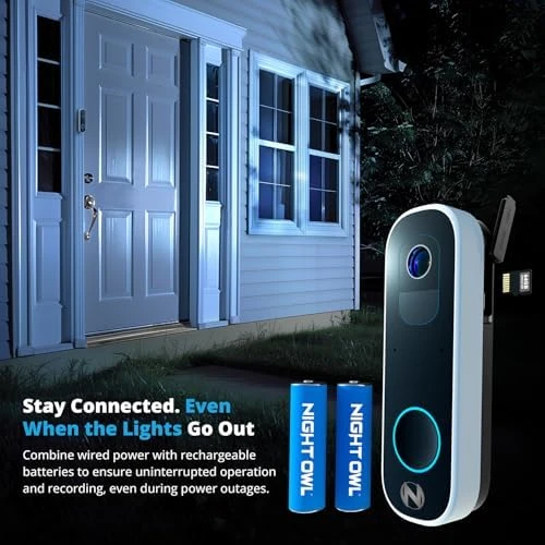 2K Battery Wi-Fi Smart Dual-Powered Video Doorbell — Video Doorbell, Night Owl