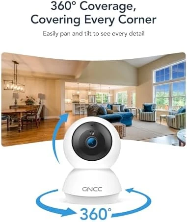 2K WiFi Indoor Camera with 360° Motion Detection — Security Camera, GNCC