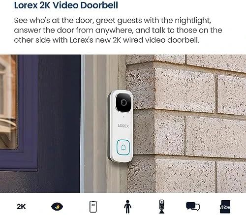 2K Wired WiFi Smart Video Doorbell Camera — Video Doorbell, Lorex