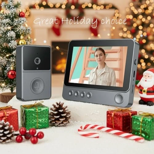 Battery Doorbell with 4.3 Inches Screen — Video Doorbell, Generic