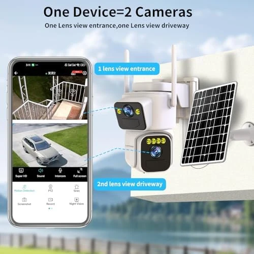 Dual Lens Solar Security Camera 2-Pack — Security Camera, Luovisee