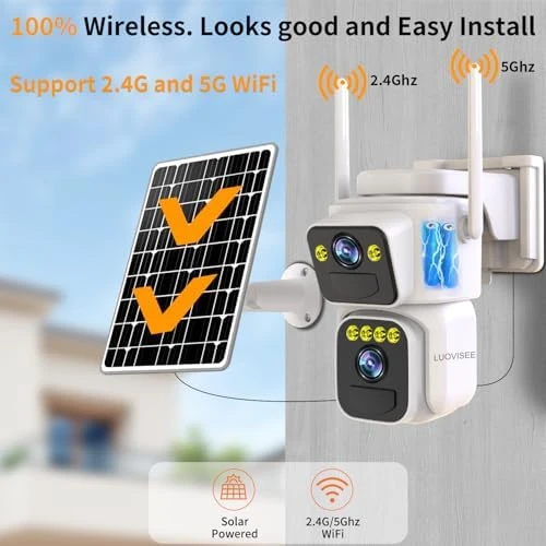 Dual Lens Solar Security Camera 2-Pack — Security Camera, Luovisee