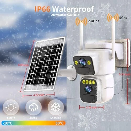 Dual Lens Solar Security Camera 2-Pack — Security Camera, Luovisee
