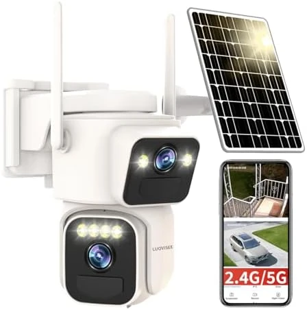 Dual Lens Solar Security Camera 2-Pack — Security Camera, Luovisee