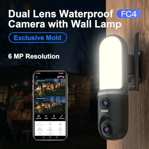 Dual Lens Waterproof Wall Light Camera — Security Camera, EVERSECU