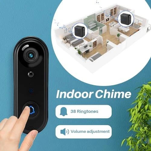 HD Video Doorbell Wireless, 2.4Ghz WiFi Doorbell Camera Indoor Chime, Two-Way Audio, IP66 Weather Resistance, IR Night... — Video Doorbell, Visit the SonoxJunan Store