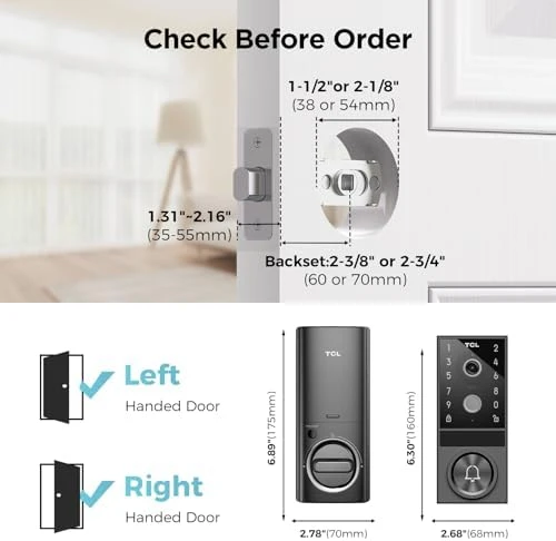 Security Video Smart Lock, 3-in-1 2K Camera, Doorbell & Fingerprint Keyless Entry Door Lock — Smart Lock, TCL