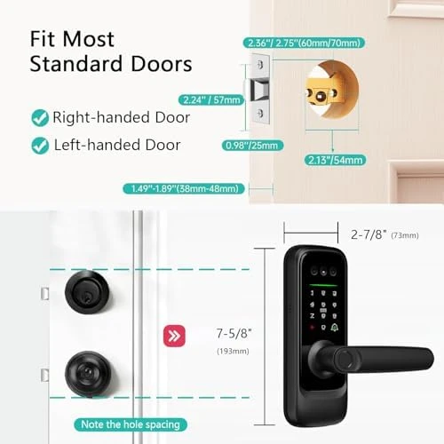 Smart Lock with Camera, 3D Face Recognition Palm Vein Fingerprint Keypad Access, Video Doorbell, WiFi Electronic Handle — Smart Lock, Jacchozhi