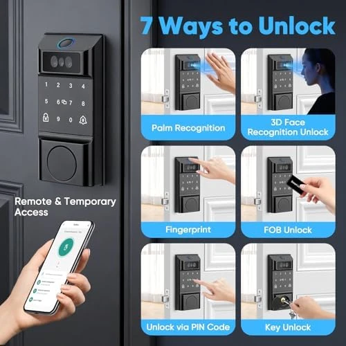 Smart Lock with Palm Vein, Facial Recognition & Fingerprint Keyless Entry — Smart Lock, MYPIN