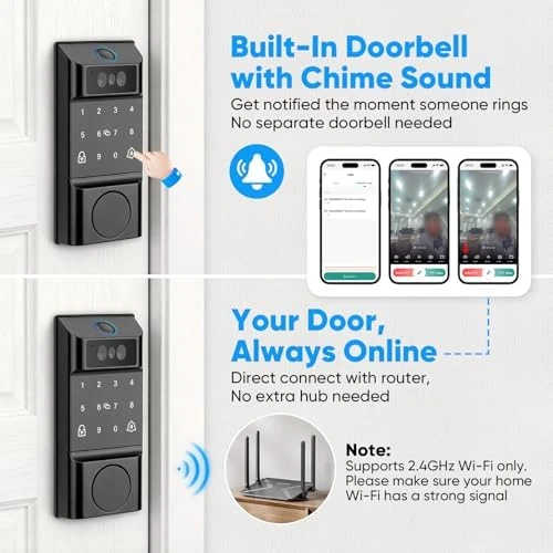 Smart Lock with Palm Vein, Facial Recognition & Fingerprint Keyless Entry — Smart Lock, MYPIN